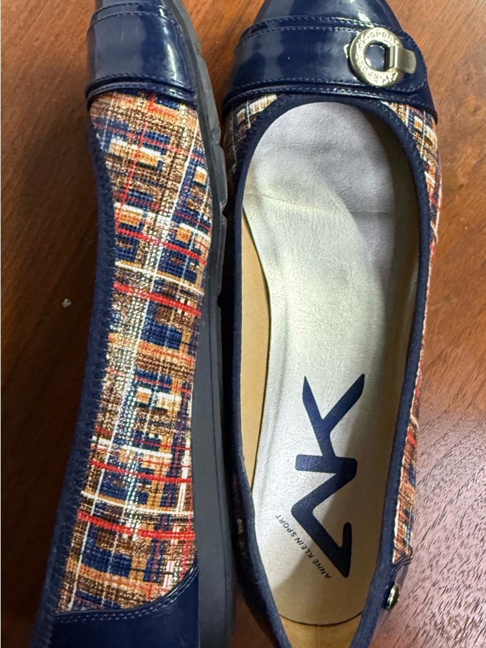 Anne Klein Navy Multicolor Tweed Flats - Picture 3 of 6